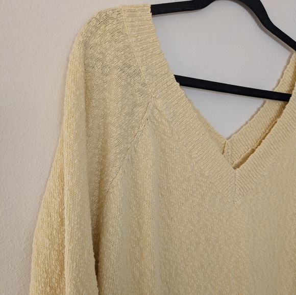 HEYSON Pale Yellow/Butter V-Neck 90s Style Boucle Sweater sz 3XL Retro 90s Mom - Picture 5 of 10